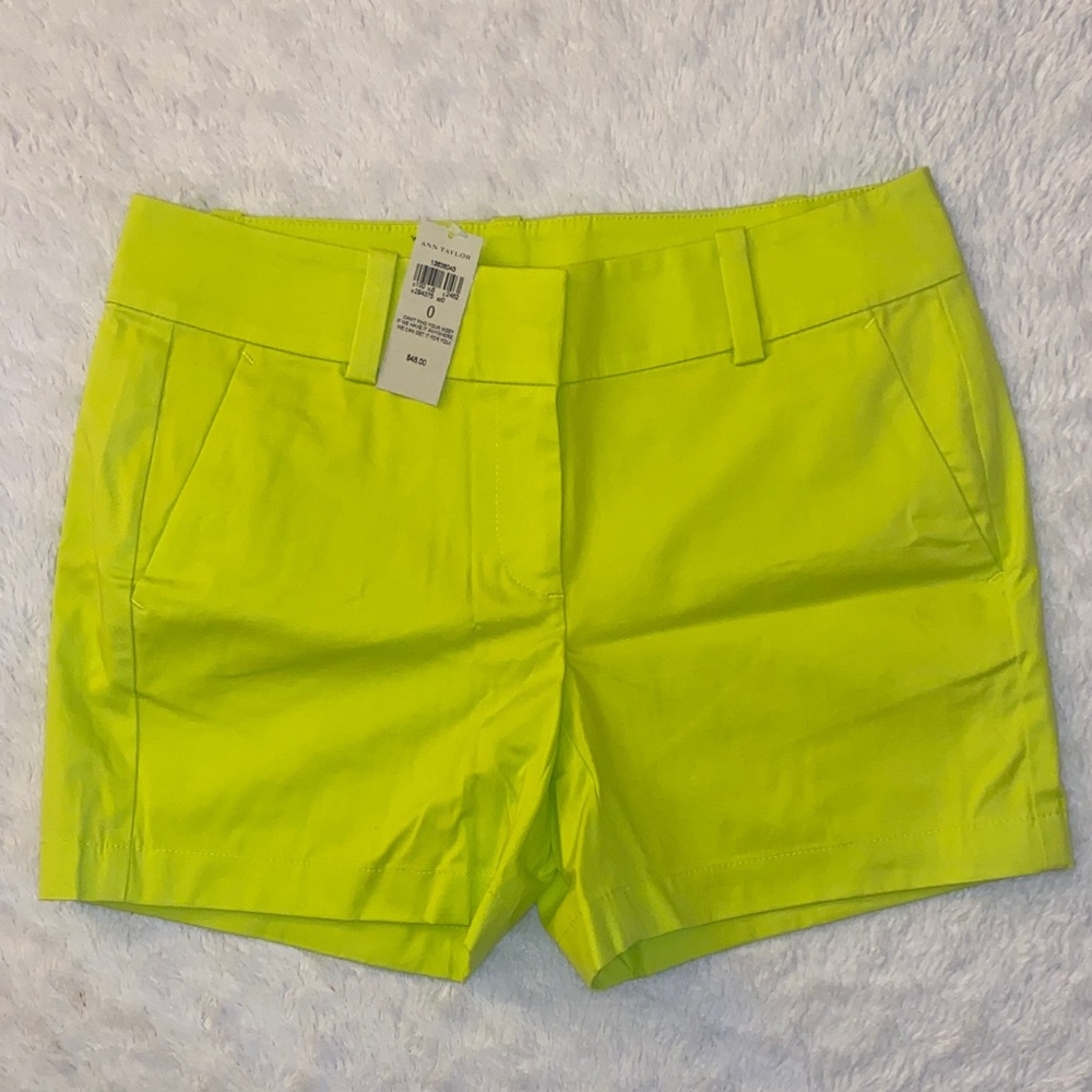 Ann Taylor Neon Yellow Green High Shorts- New with Tags!